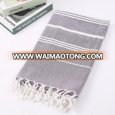 Custom logo wholesale 100 cotton kasikci pestemal turkish ribbed towel gray xl With tassel